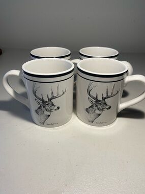 Bass pro shops James Hautman Deer Print Ceramic Coffee Mug - Set of 4